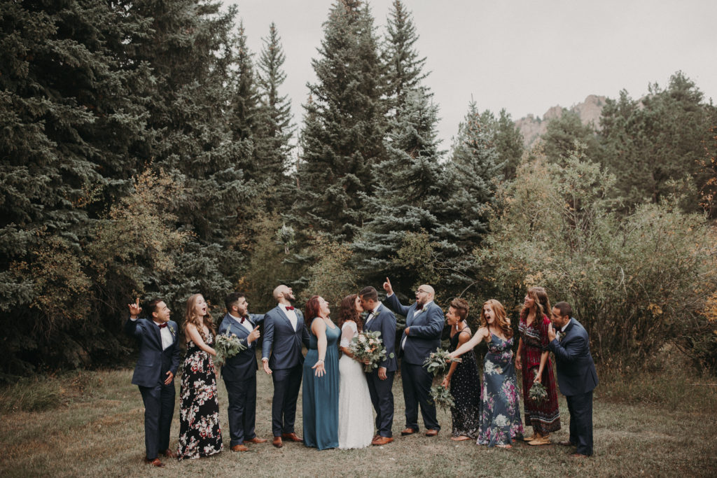 Pine Colorado Wedding Ceremony Bridal Party